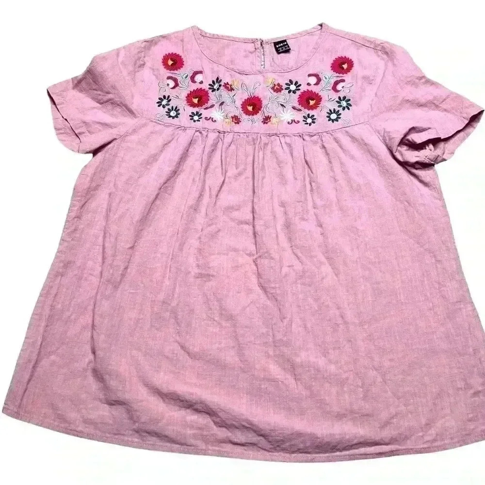 SHEIN Vcay Floral Embroidery Top size M